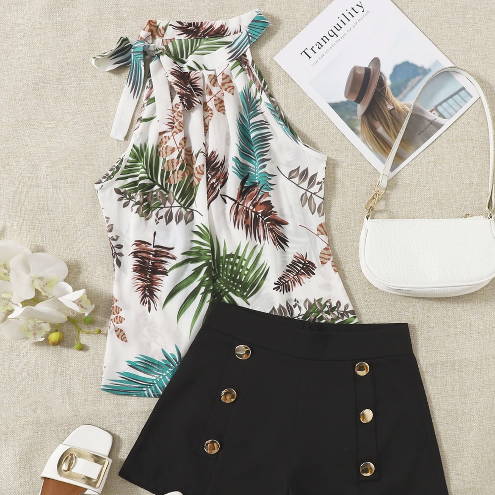 Floral design top and short Size S
